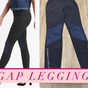 GAP Black and Blue Faux Suede Leggings size M.